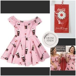 Medium Loungefly Stitch Shoppe Coca Cola Float Red Lips Pink AOP Lizzy Dress